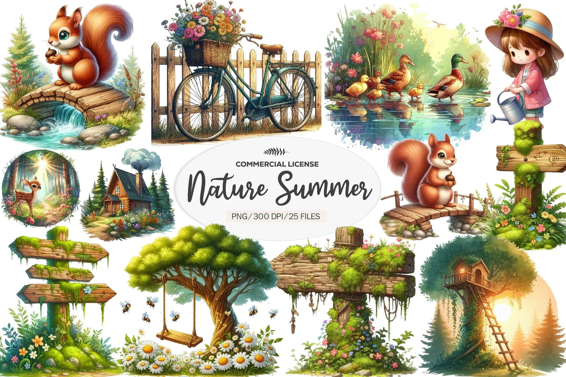 Summer Nature Walk Clipart Bundle 1 - CraftNest - Digital Crafting and Art