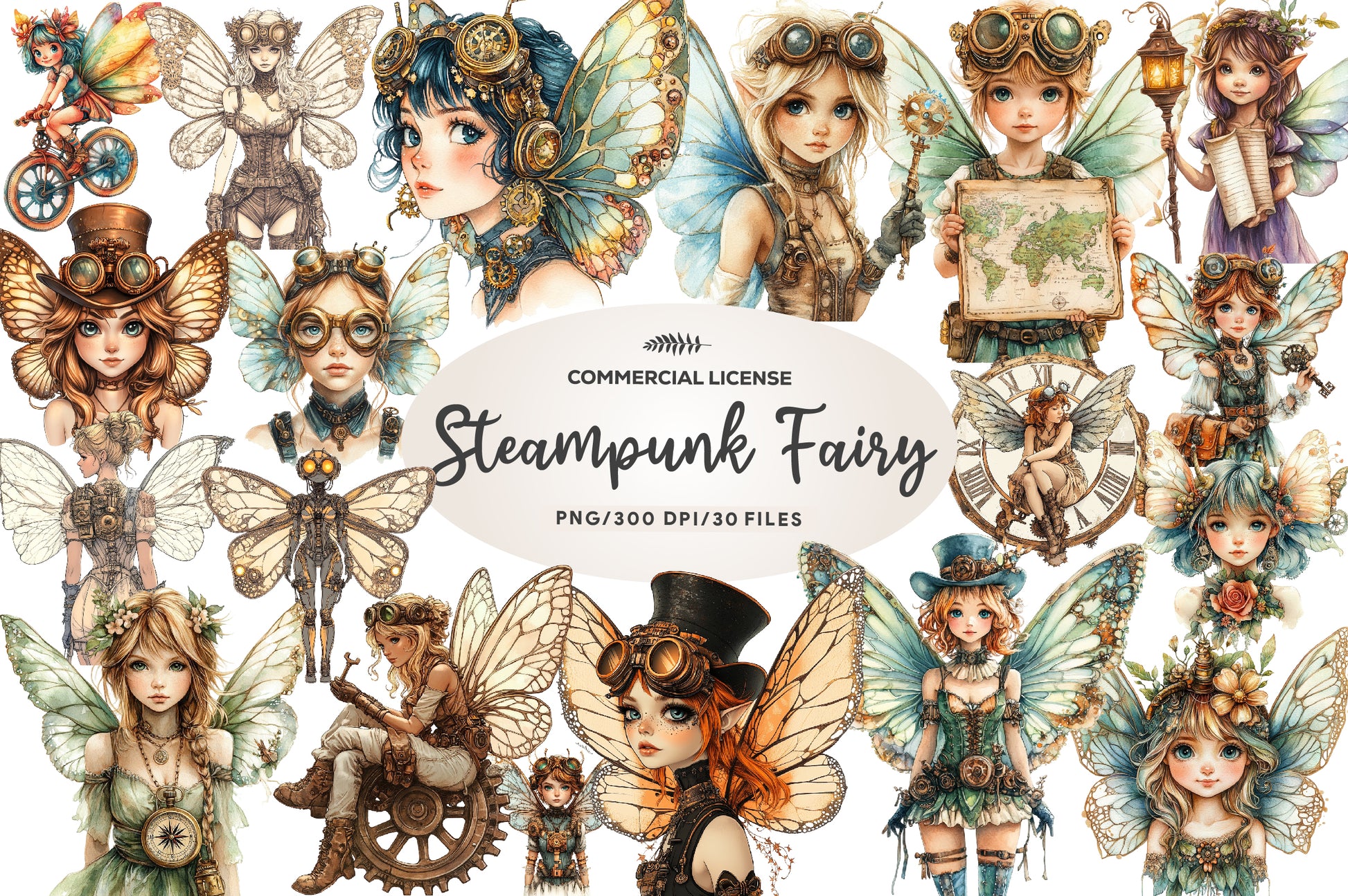 Steampunk Fairy Clipart Bundle 1 - CraftNest - Digital Crafting and Art