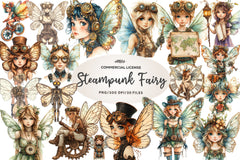 Steampunk Fairy Clipart Bundle 1 - CraftNest - Digital Crafting and Art