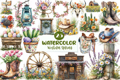 Western Spring Clipart Bundle - CraftNest - Digital Crafting and Art