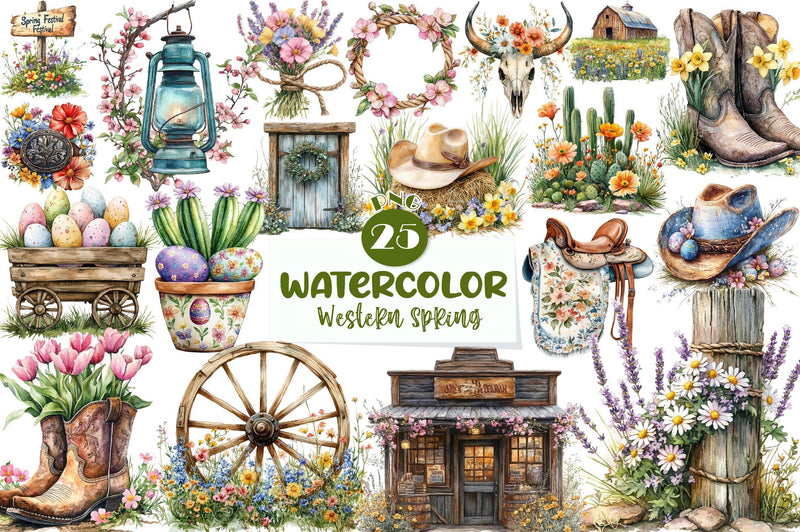 Western Spring Clipart Bundle - CraftNest - Digital Crafting and Art
