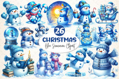 Blue Christmas Snowman Clipart Bundle 2 - CraftNest - Digital Crafting and Art