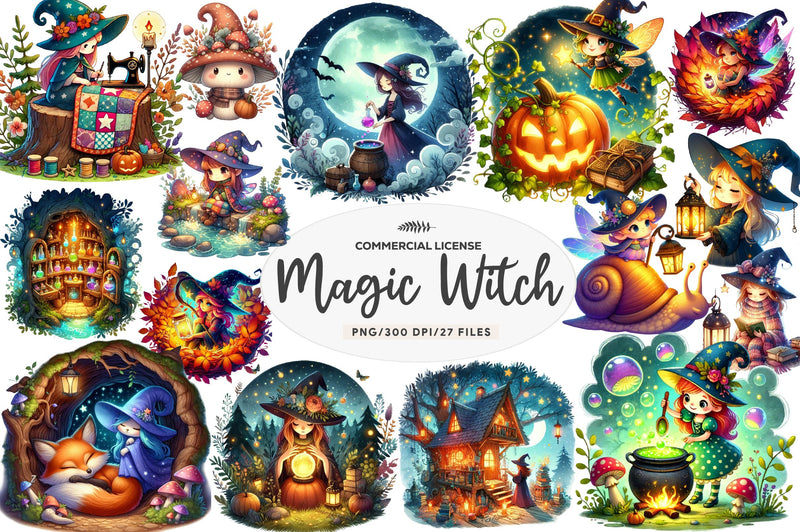 Cozy Magic Fairy Forest Witch Clipart Bundle - CraftNest - Digital Crafting and Art