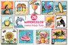 Summer Postage Stamp Clipart Bundle 2