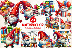Birthday Gnomes Clipart Bundle - CraftNest - Digital Crafting and Art