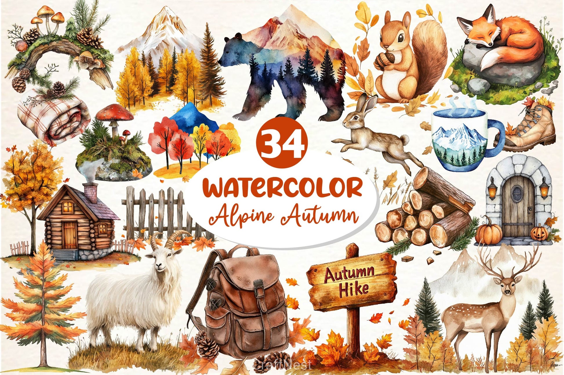 Alpine Autumn Clipart Bundle - CraftNest - Digital Crafting and Art