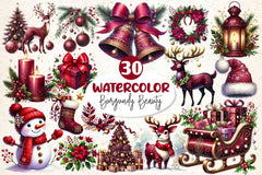 Burgundy Beauty & Holiday Clipart Bundle 2 - CraftNest - Digital Crafting and Art