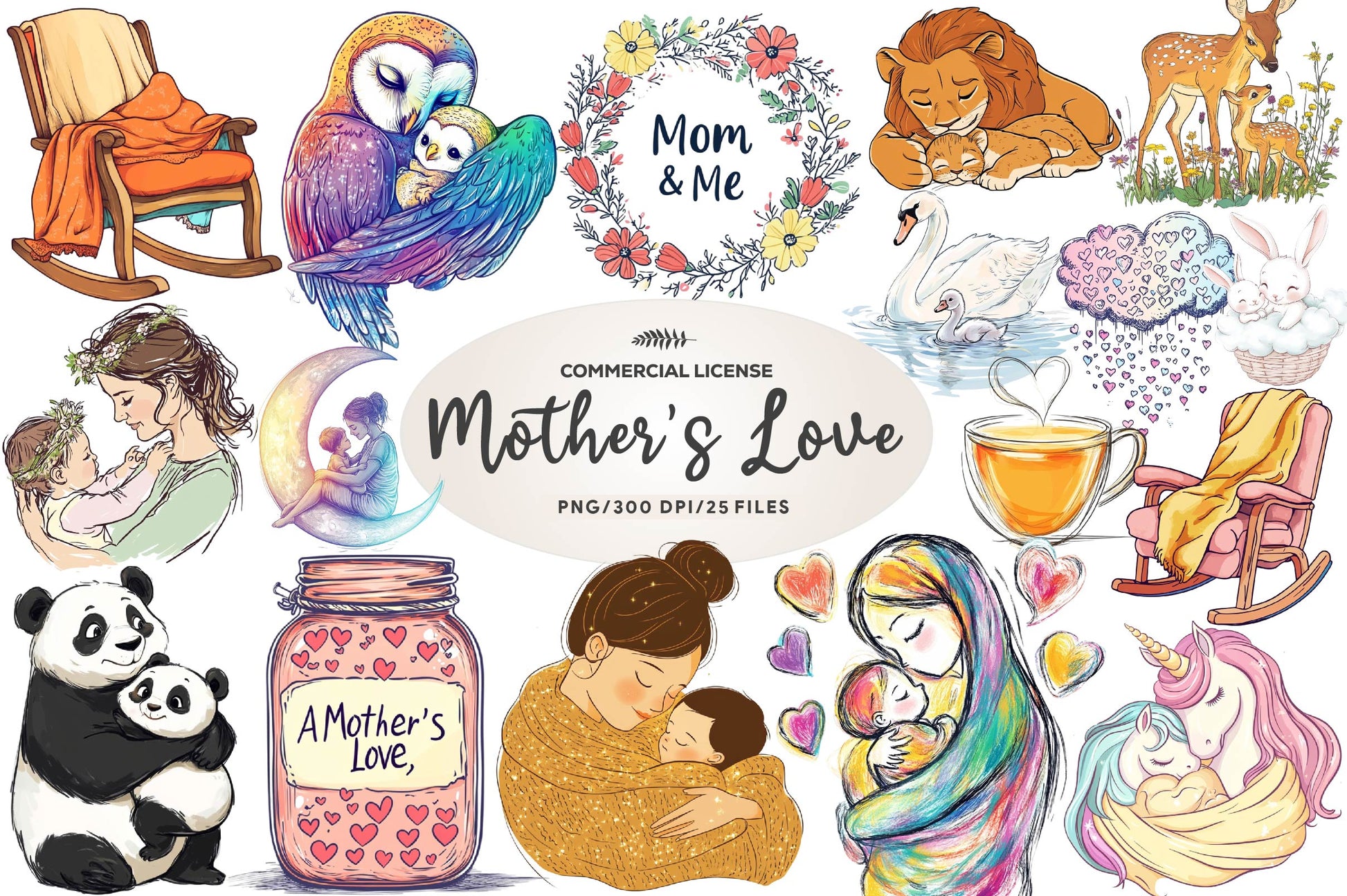 Soft & Warm Mothers Love Clipart Bundle - CraftNest - Digital Crafting and Art