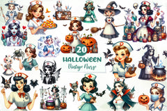 Vintage Halloween Nurse Clipart Bundle - CraftNest - Digital Crafting and Art