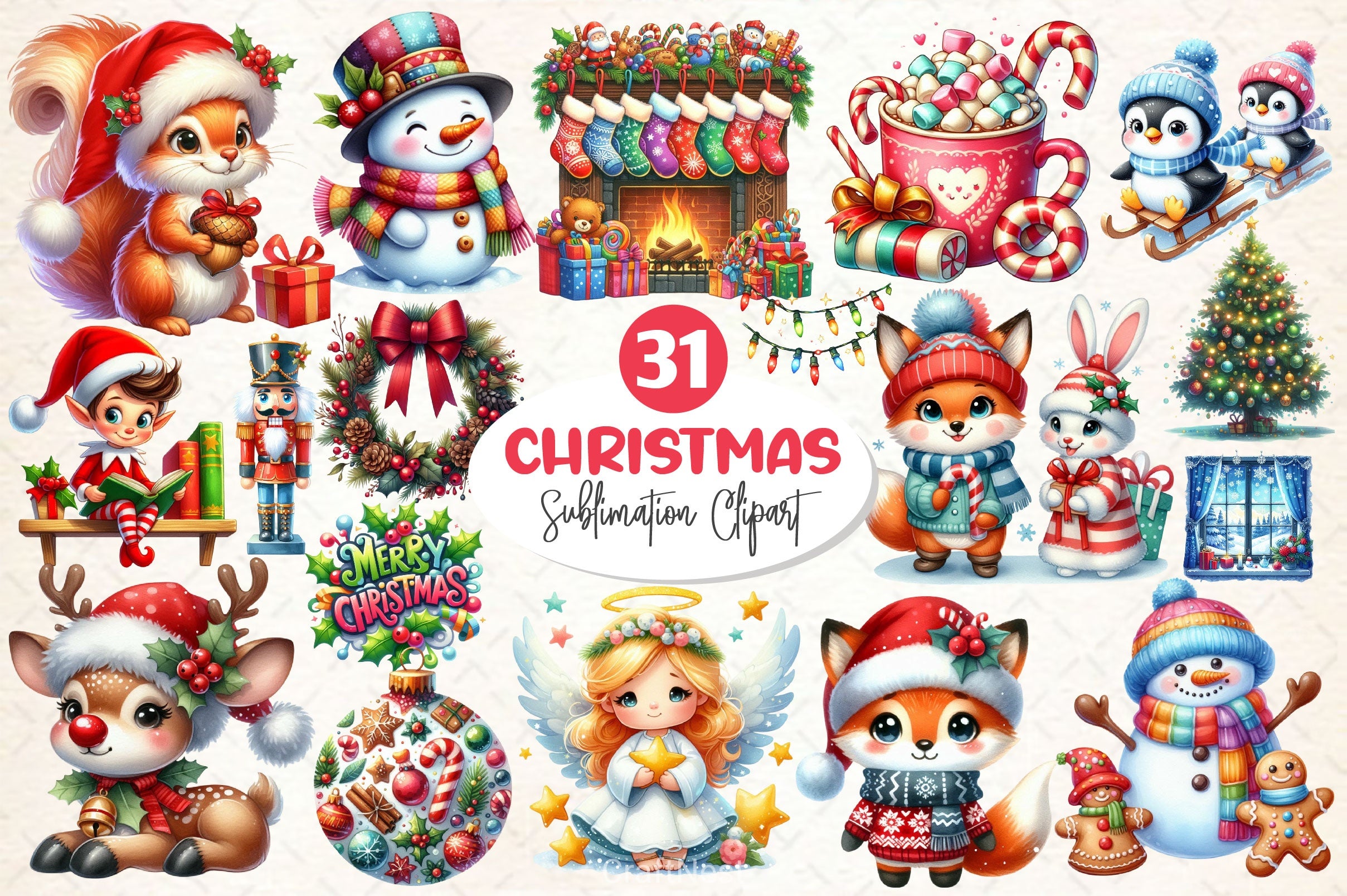 Adorable Christmas Clipart Bundle - CraftNest - Digital Crafting and Art