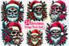 Christmas Vintage Santa Floral Skull Clipart Bundle
