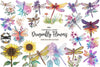Dragonfly And Flowers Clipart Bundle