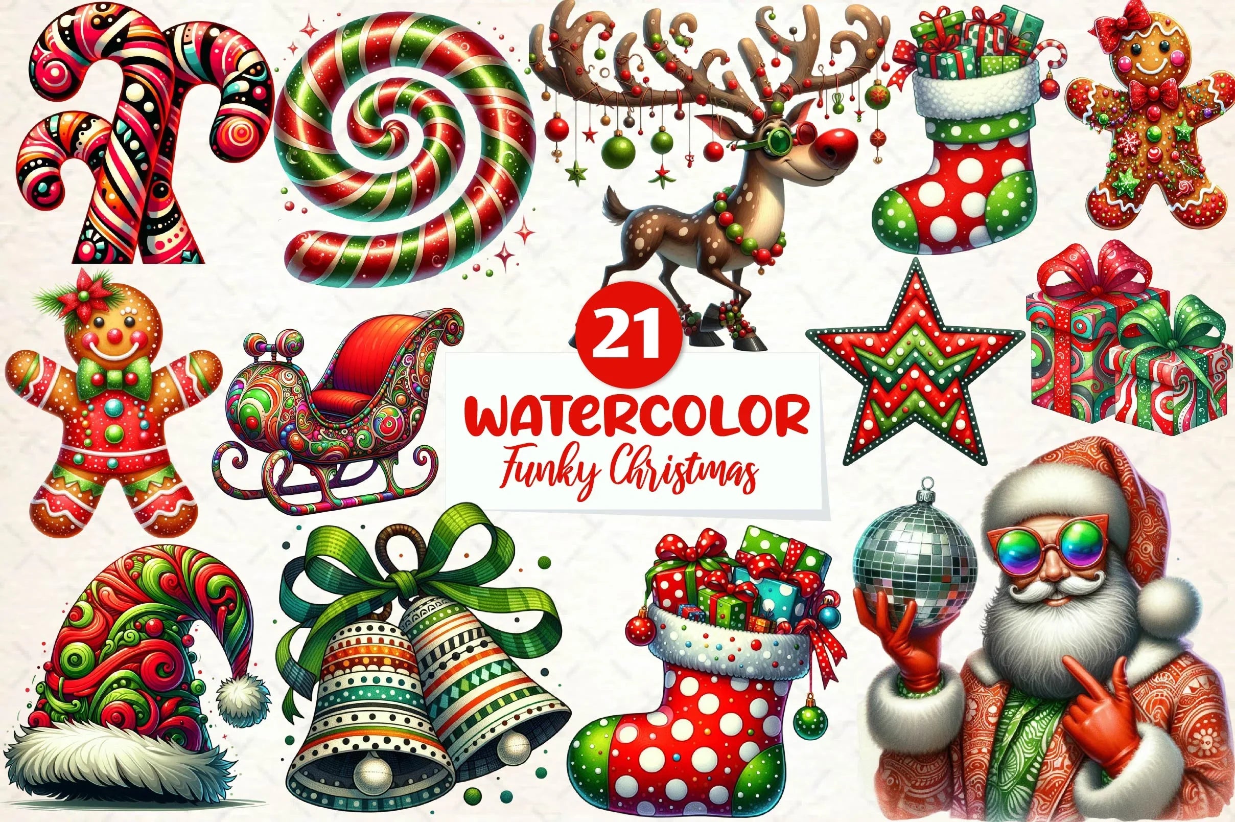Funky Christmas Clipart Bundle