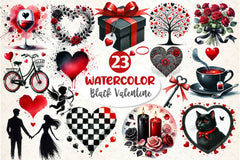 Black Valentine Clipart Bundle 3 - CraftNest - Digital Crafting and Art