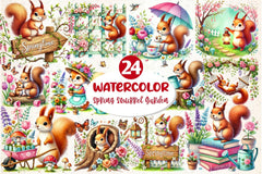Spring Squirrel Garden Clipart Bundle 2 - CraftNest - Digital Crafting and Art