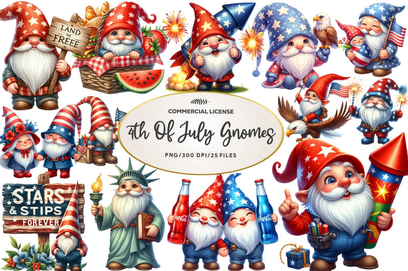 4th Of July Gnomes Clipart Bundle - CraftNest - Digital Crafting and Art