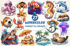 Summer Sea Animals Clipart Bundle 3 - CraftNest - Digital Crafting and Art