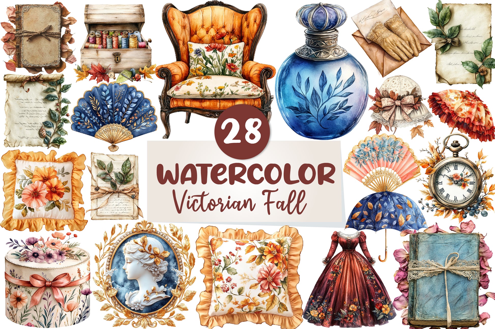 18th Century Victorian Fall Clipart Bundle - CraftNest - Digital Crafting and Art