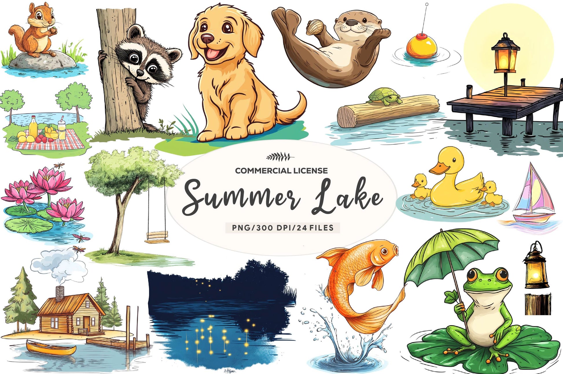 Cute Summer Lake Clipart Bundle - CraftNest - Digital Crafting and Art