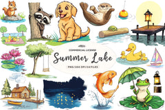 Cute Summer Lake Clipart Bundle - CraftNest - Digital Crafting and Art