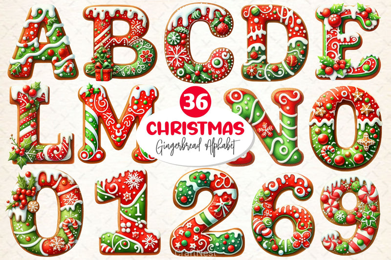 Christmas Gingerbread Alphabet Clipart Bundle - CraftNest - Digital Crafting and Art
