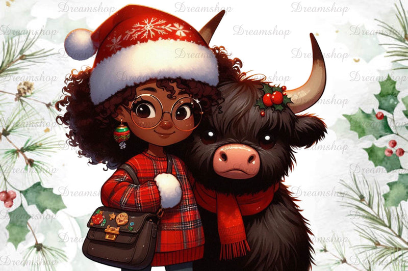 African American Christmas Girl Clipart Bundle 18 - CraftNest - Digital Crafting and Art
