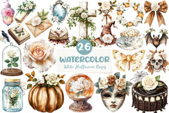 Brown Halloween & White Roses Clipart Bundle - CraftNest - Digital Crafting and Art