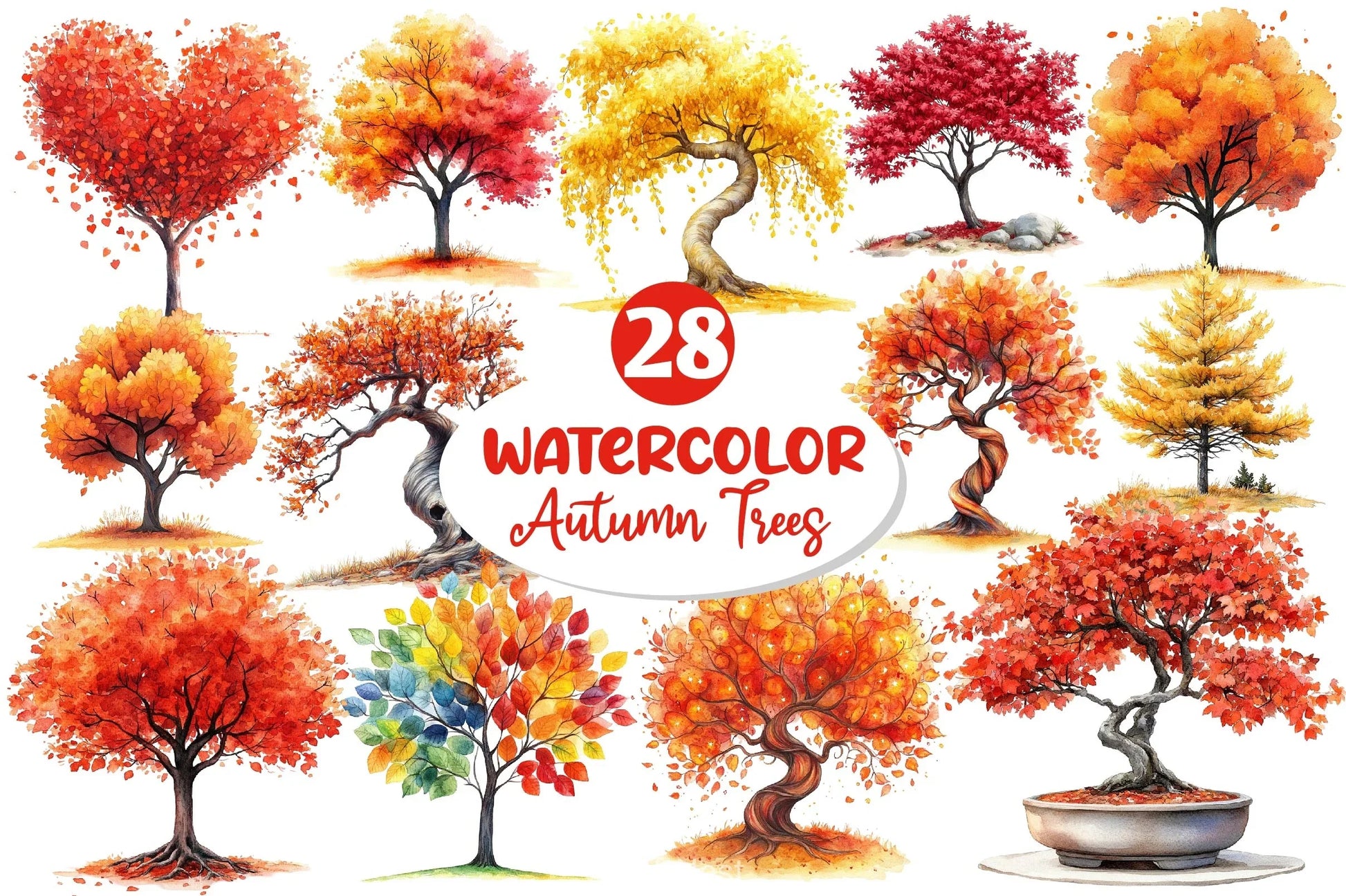 Autumn Trees Clipart Bundle 2 - CraftNest - Digital Crafting and Art