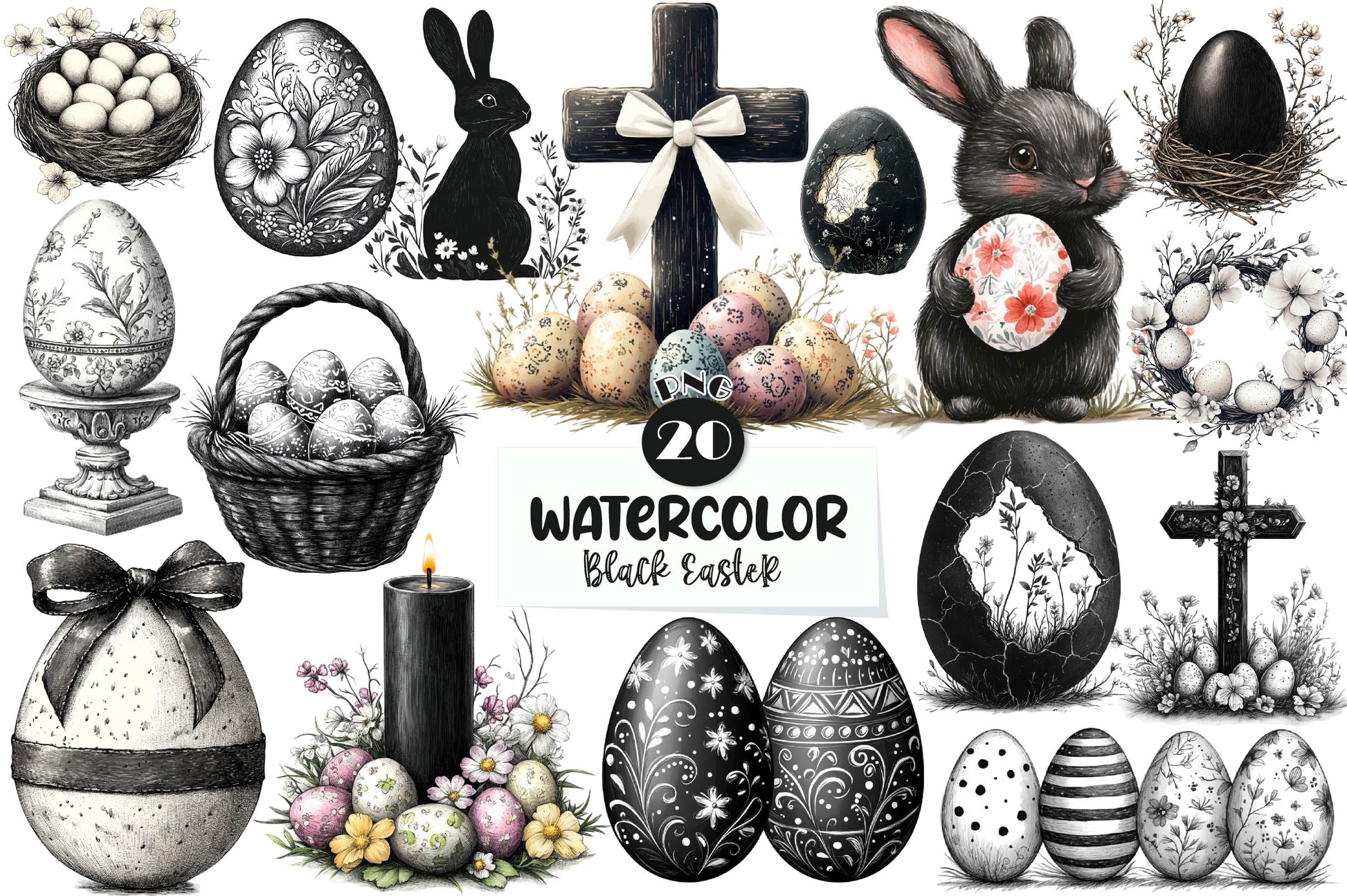 Black Easter Clipart Bundle - CraftNest - Digital Crafting and Art