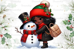 African American Christmas Girl Clipart Bundle 20 - CraftNest - Digital Crafting and Art