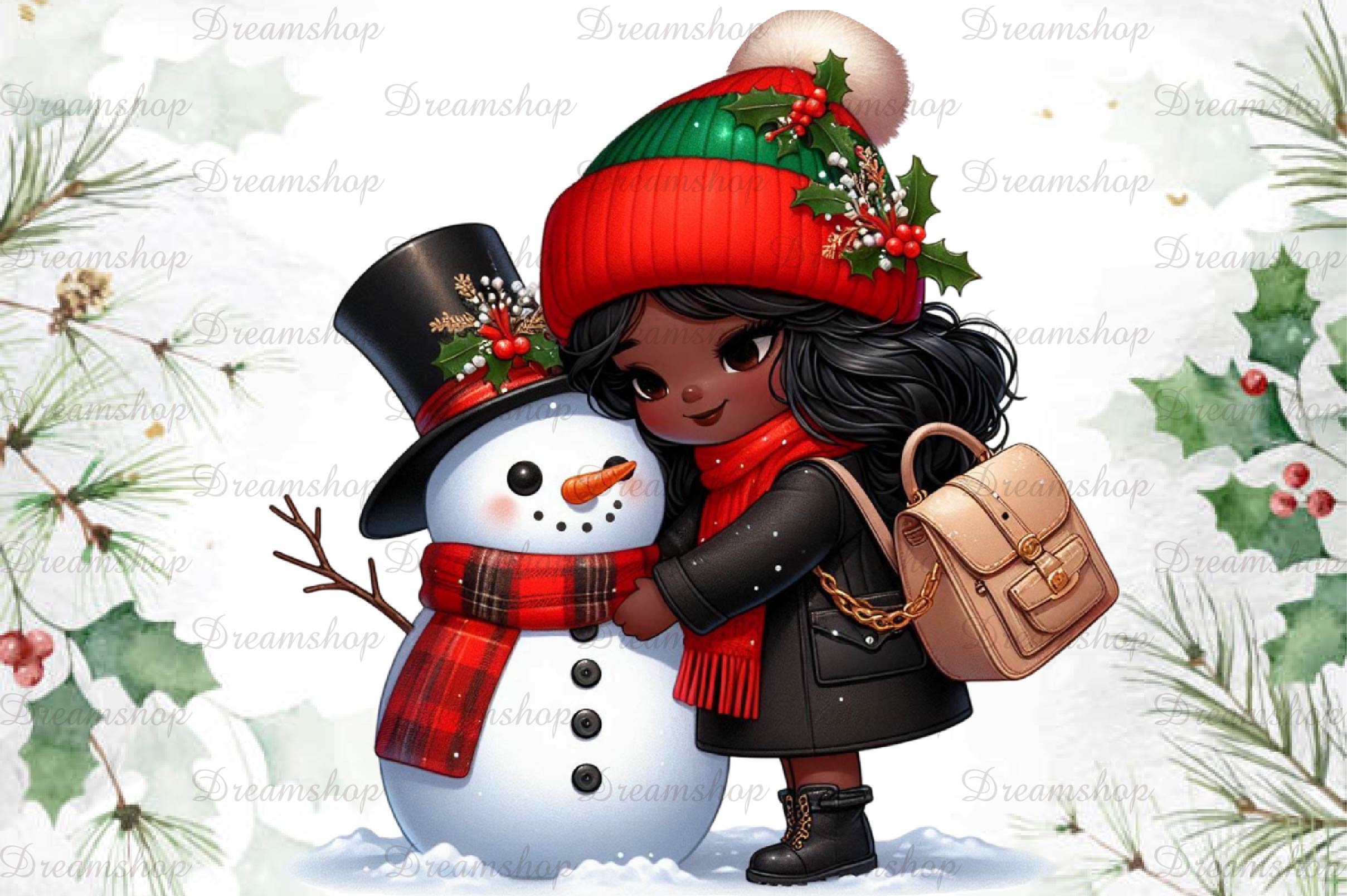 African American Christmas Girl Clipart Bundle 20 - CraftNest - Digital Crafting and Art