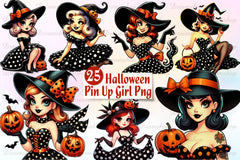 Vintage Halloween Pin Up Girl Clipart Bundle - CraftNest - Digital Crafting and Art