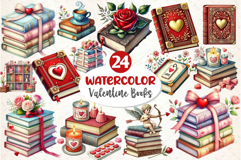 Valentines Books Clipart Bundle 2 - CraftNest - Digital Crafting and Art