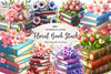 Spring Floral Book Stack Clipart Bundle