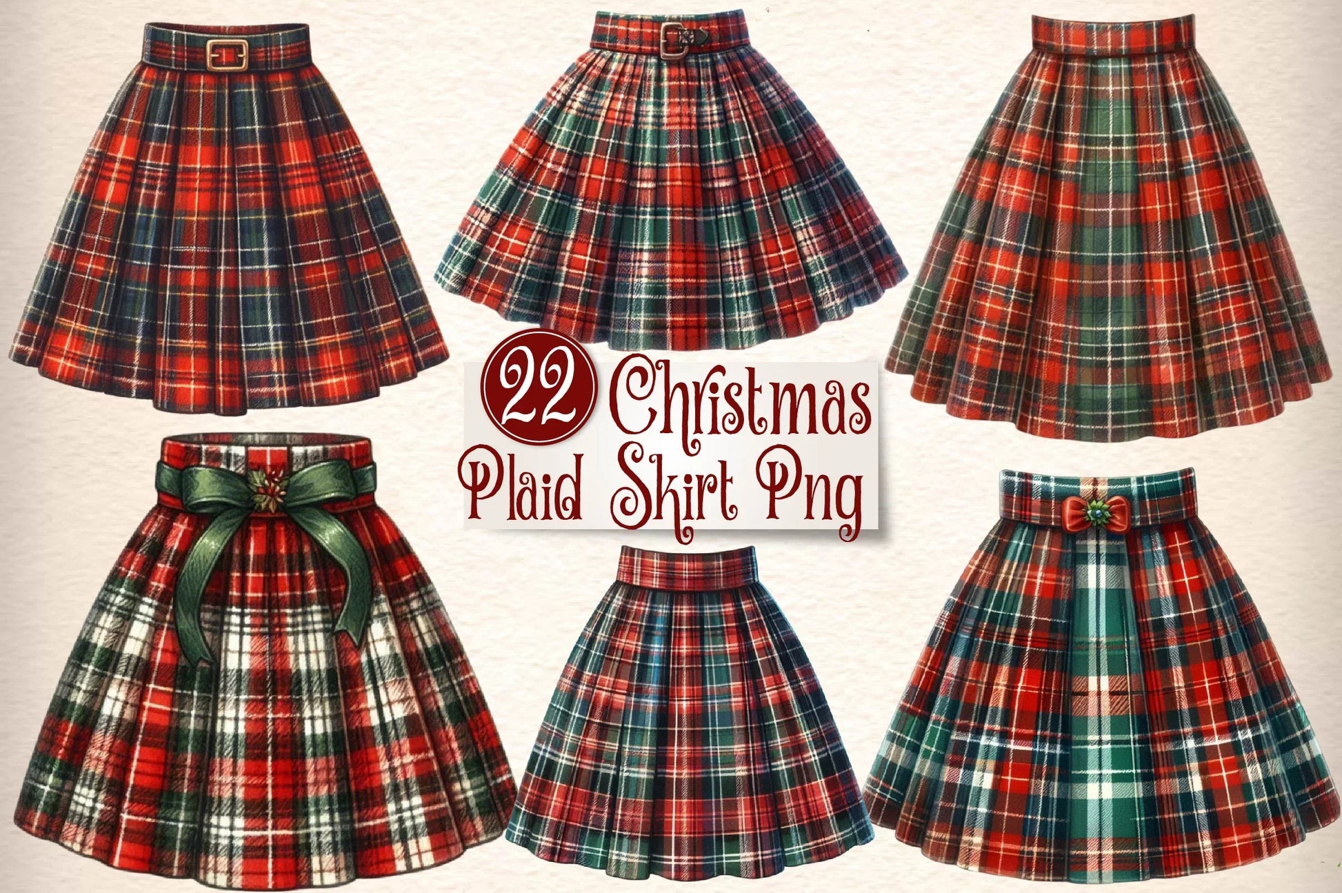 Christmas Plaid Skirt Clipart Bundle - CraftNest - Digital Crafting and Art