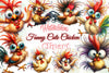 Funny Chicken Crazy Chicken Clipart Bundle