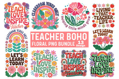 Teacher Boho Floral SVG Bundle - CraftNest - Digital Crafting and Art