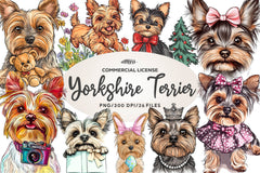 Cute Yorkshire Terrier Clipart Bundle - CraftNest - Digital Crafting and Art