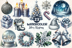 Silver Christmas Clipart Bundle - CraftNest - Digital Crafting and Art
