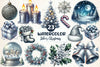 Silver Christmas Clipart Bundle