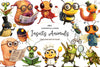 Quirky Whimsical Insects Animals Clipart Bundle