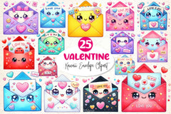 Kawaii Valentine Envelope Clipart Bundle 2 - CraftNest - Digital Crafting and Art
