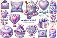 Pastel Purple Valentine's Clipart Bundle - CraftNest - Digital Crafting and Art