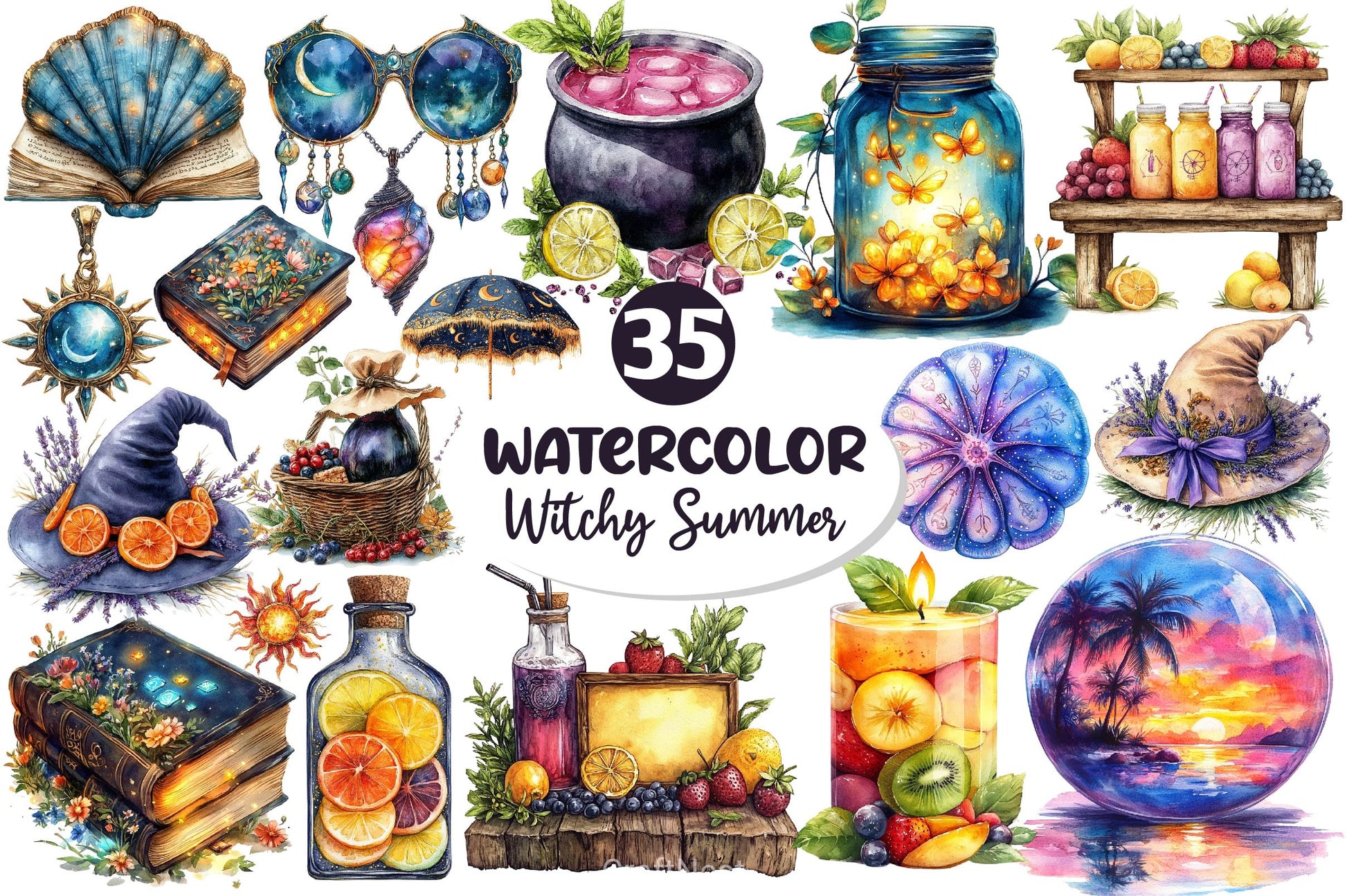 Witchy Summer Clipart Bundle - CraftNest - Digital Crafting and Art