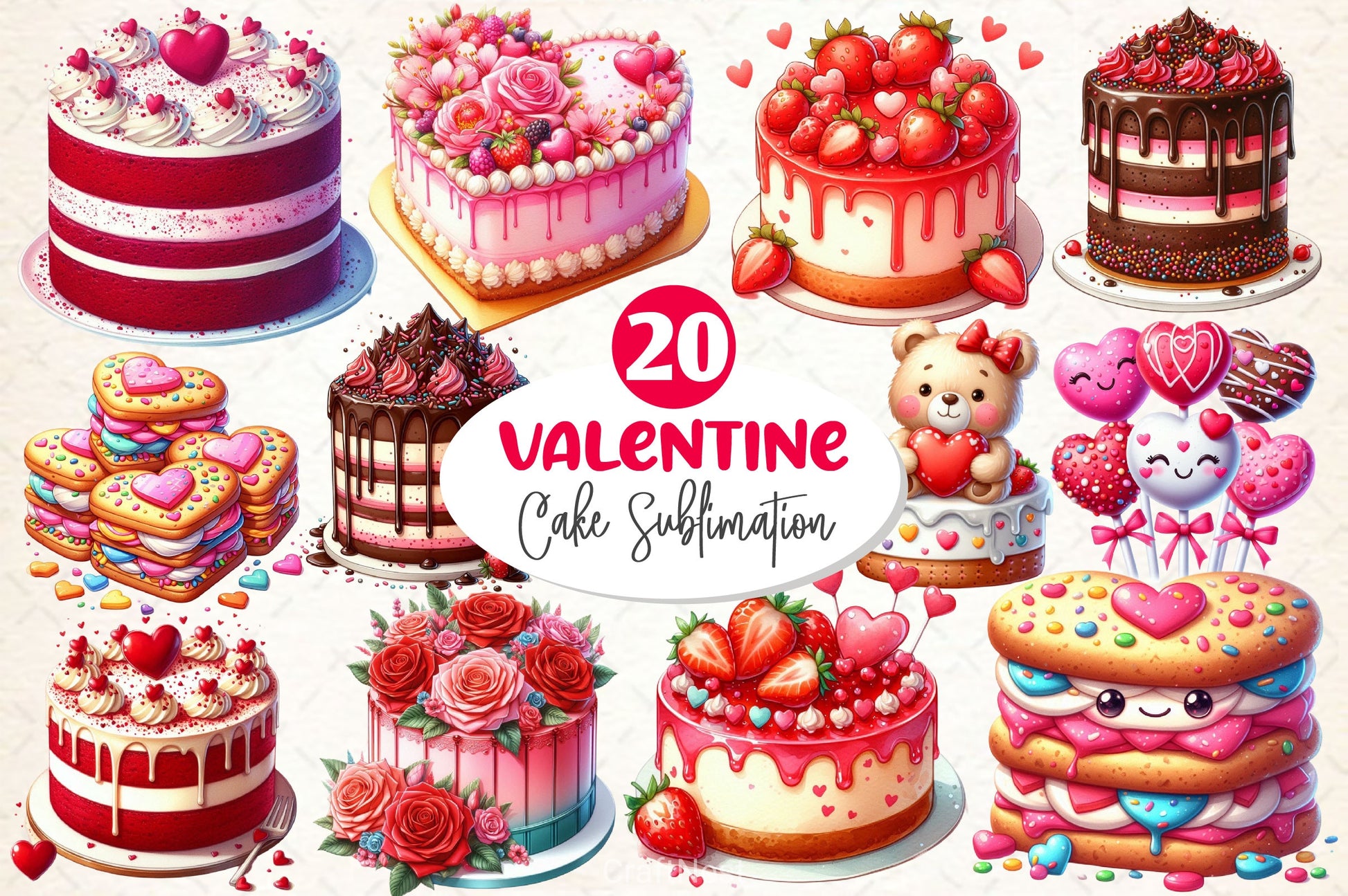 Valentines Day Cake Clipart Bundle - CraftNest - Digital Crafting and Art