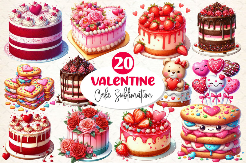 Valentines Day Cake Clipart Bundle - CraftNest - Digital Crafting and Art