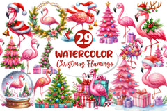 Christmas Flamingo Clipart Bundle 3 - CraftNest - Digital Crafting and Art