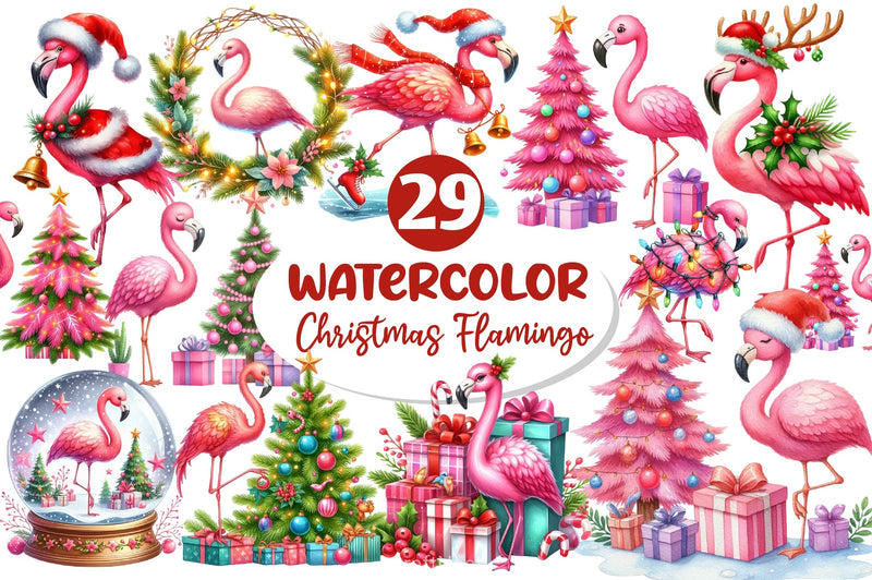 Christmas Flamingo Clipart Bundle 3 - CraftNest - Digital Crafting and Art