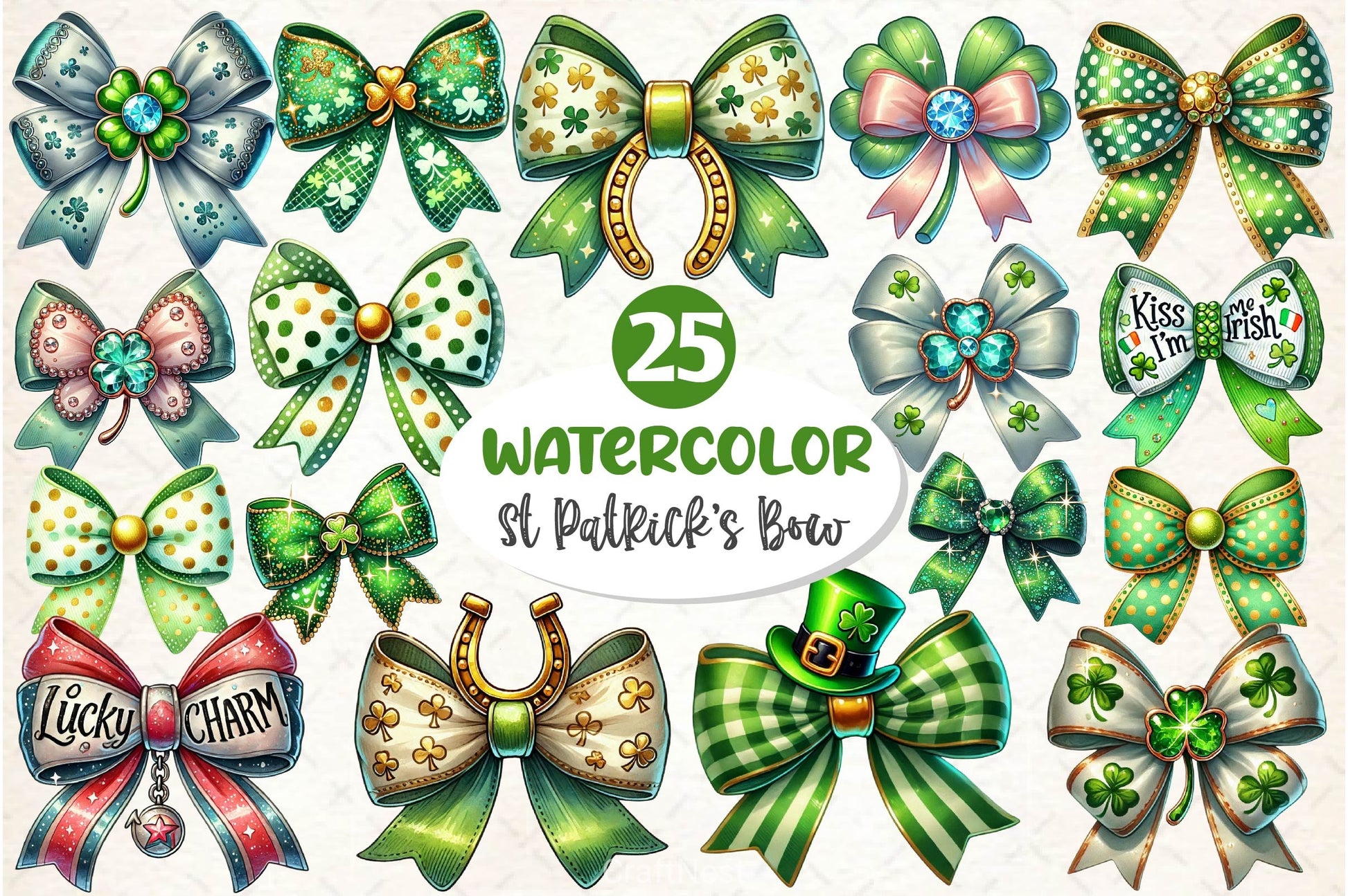 St Patricks Day Bow Clipart Bundle 3 - CraftNest - Digital Crafting and Art