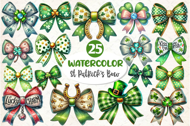 St Patricks Day Bow Clipart Bundle 3 - CraftNest - Digital Crafting and Art